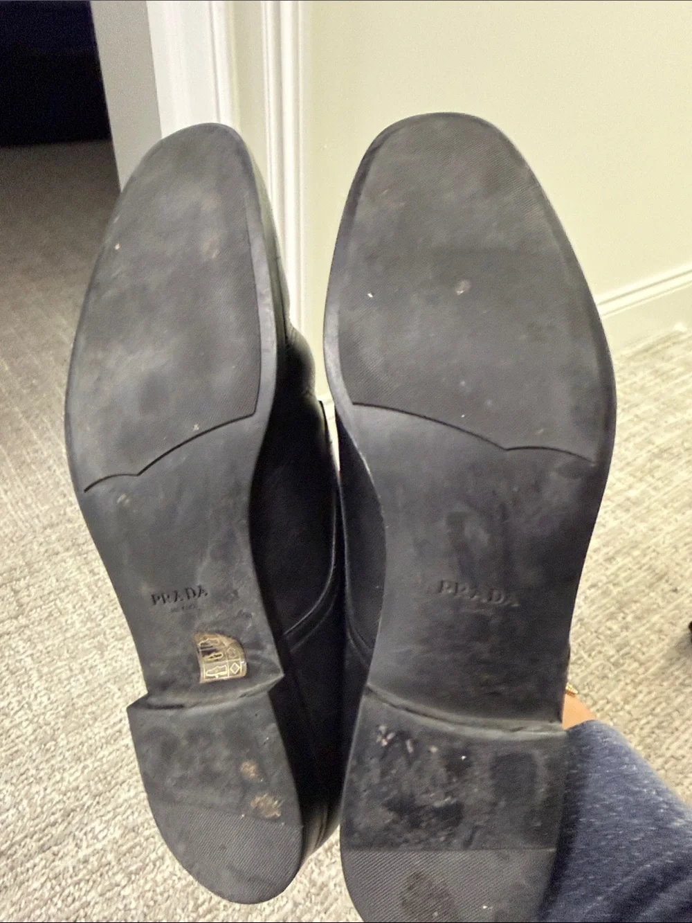 Prada Black Leather Lace-Up Oxfords